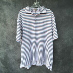 Peter Millar Summer Comfort Mens Large Polo Shirt Striped Nautical Coastal
